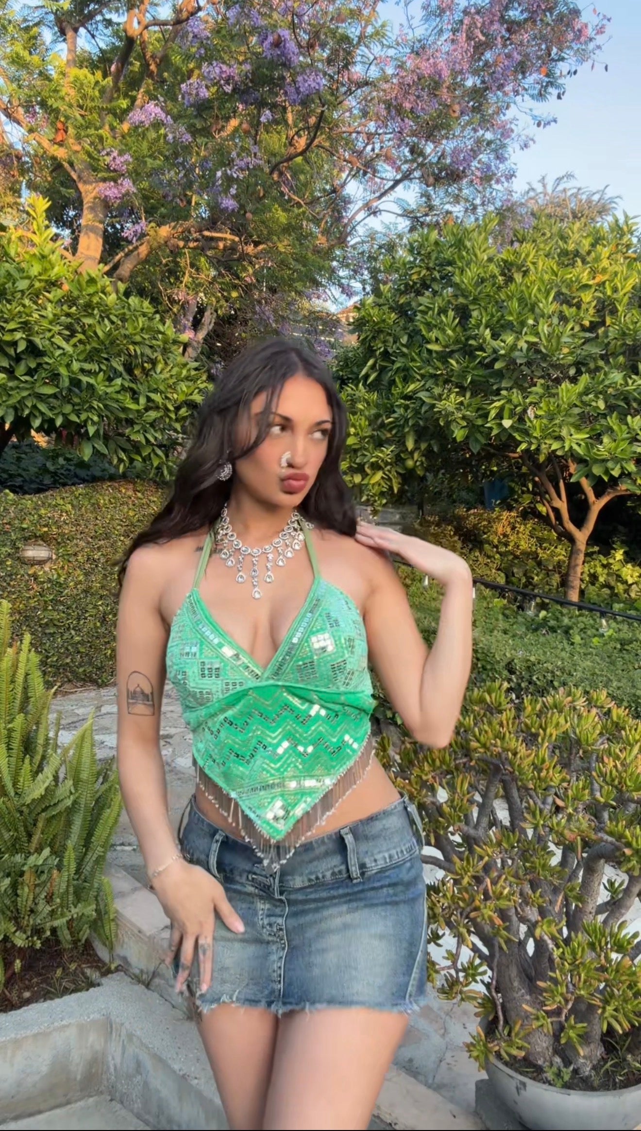 Pistachio Princess Sequin Venus Velvet Top
