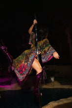 Load image into Gallery viewer, Purple garden Hoodie Kimono
