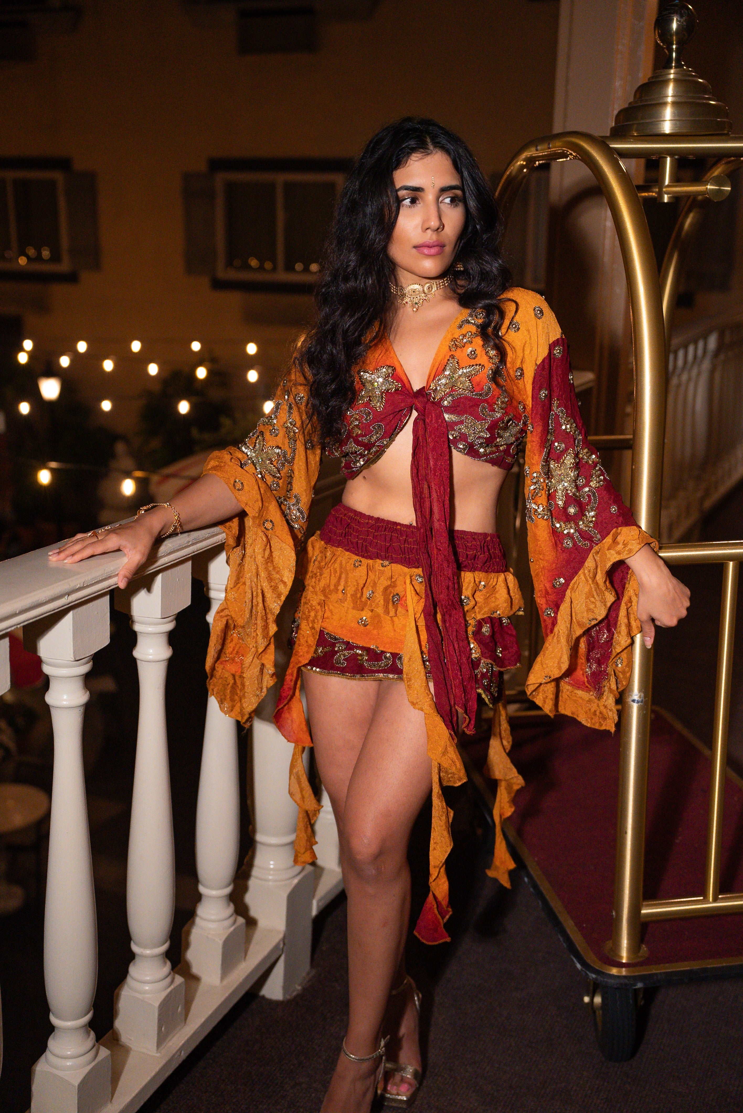 Fire Princess ruffle mini skirt set