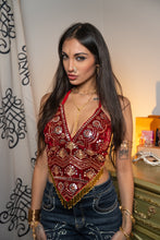 Load image into Gallery viewer, Ruby Velvet Venus Fringe Top
