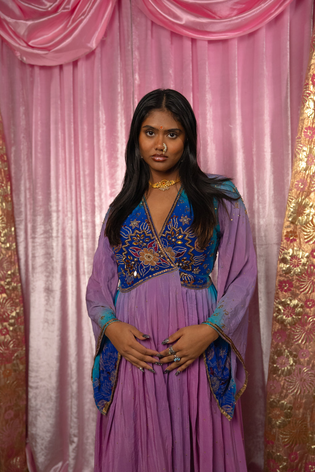 Lavender Dreams Anarkali Kimono Dress