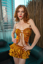 Load image into Gallery viewer, Cheetah Fire Ruffle mini skirt set
