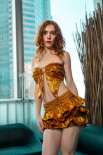 Load image into Gallery viewer, Cheetah Fire Ruffle mini skirt set
