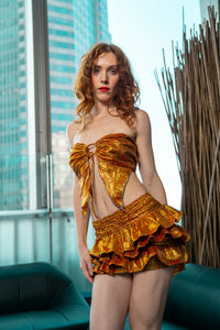 Cheetah Fire Ruffle mini skirt set