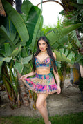 Rainbow Paisley Bohemia Micro Mini Gehr Skirt Set
