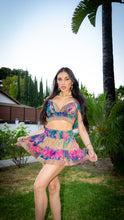 Load image into Gallery viewer, Rainbow Paisley Bohemia Micro mini skirt set (with border on skirt)

