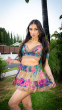 Load image into Gallery viewer, Rainbow Paisley Bohemia Micro mini skirt set (with border on skirt)
