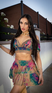 Rainbow Paisley Bohemia Micro mini skirt set (without border)