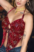 Load image into Gallery viewer, Velvet Rani Ring Neck Pixie Top

