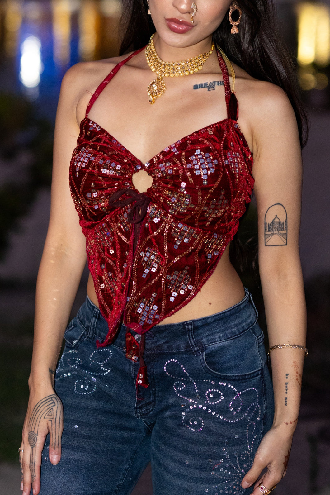 Velvet Rani Ring Neck Pixie Top