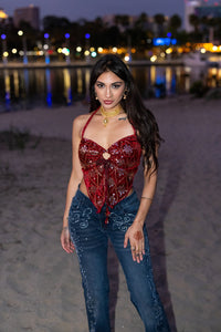 Velvet Rani Ring Neck Pixie Top