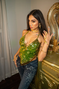 Forest Venus Velvet Sequin Top