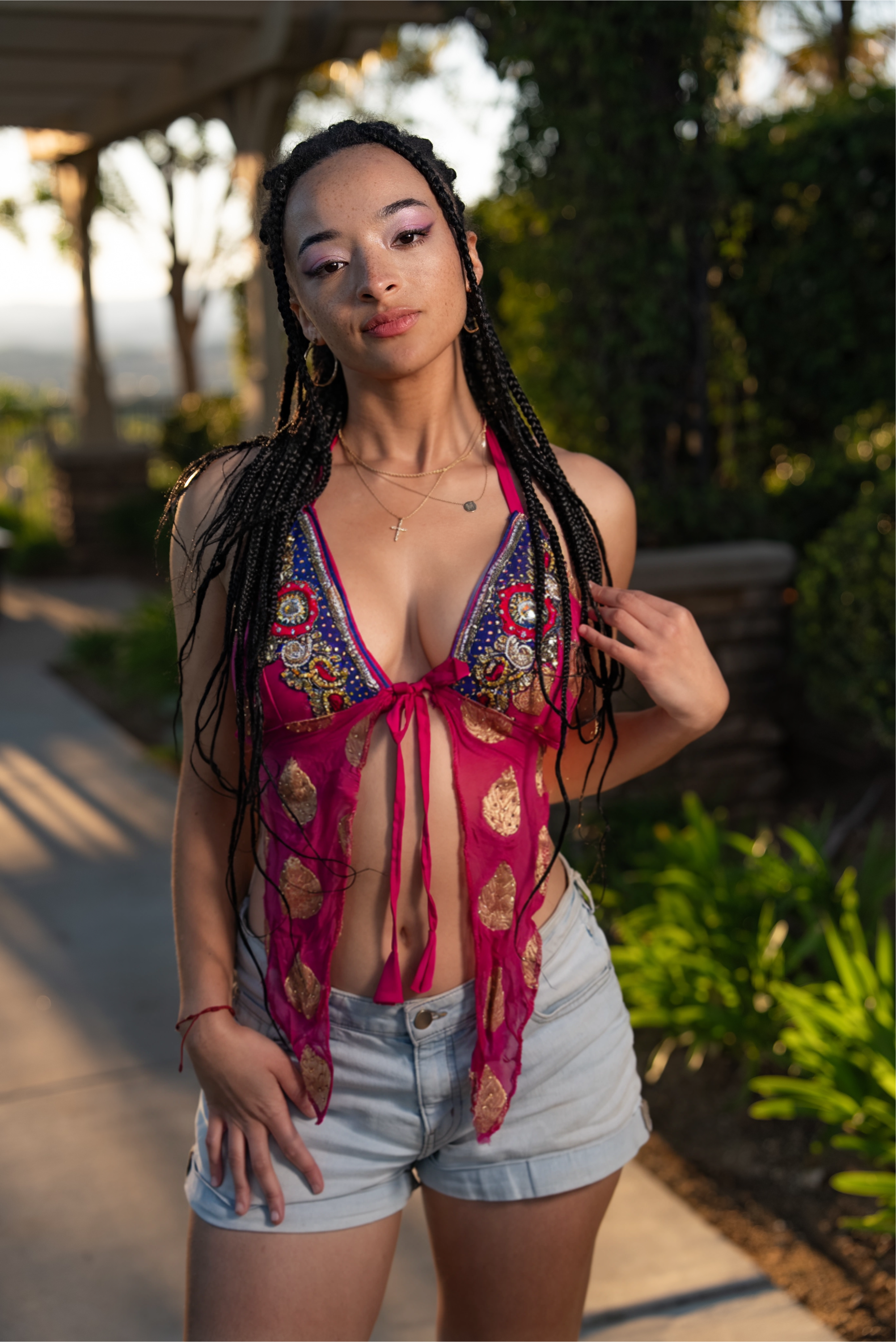 Pink lotus pixie wing top