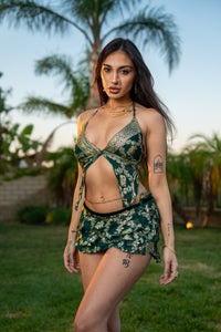 Royal Emerald Mini Ruffle Skirt Set