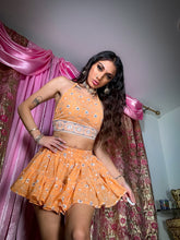 Load image into Gallery viewer, Peach Diamonds Micro Mini Skirt Set

