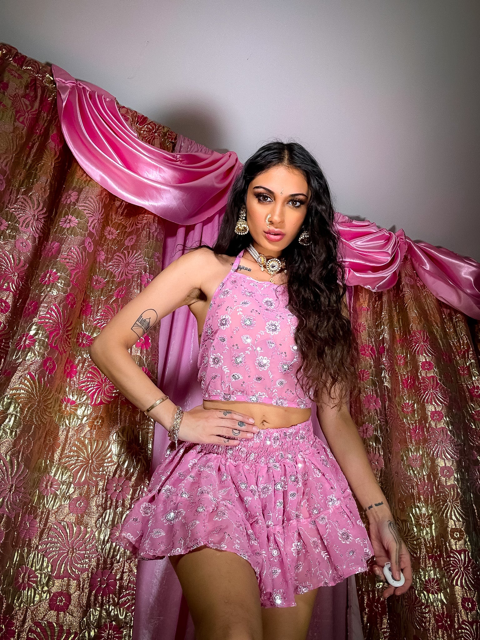 Pink Diamonds Micro Mini Gehr Skirt Set