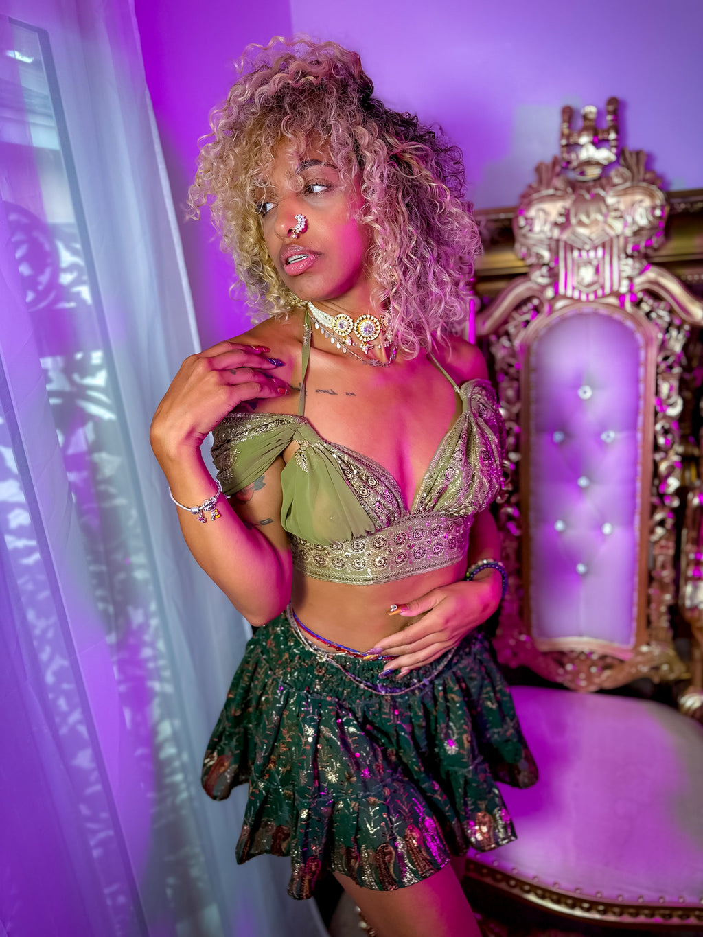 Emerald Divine Micro Mini Gehr Skirt