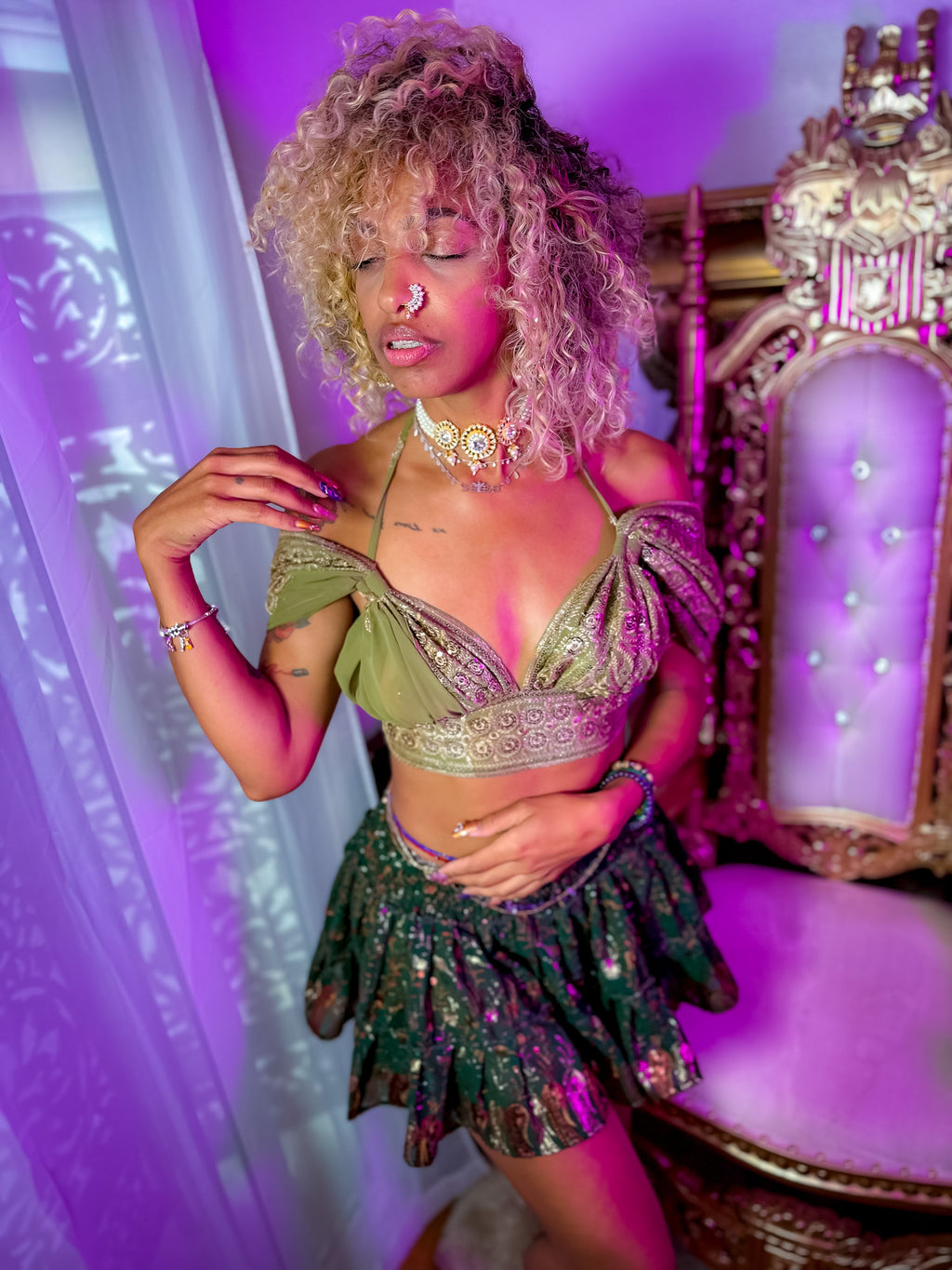 Emerald Divine Micro Mini Gehr Skirt