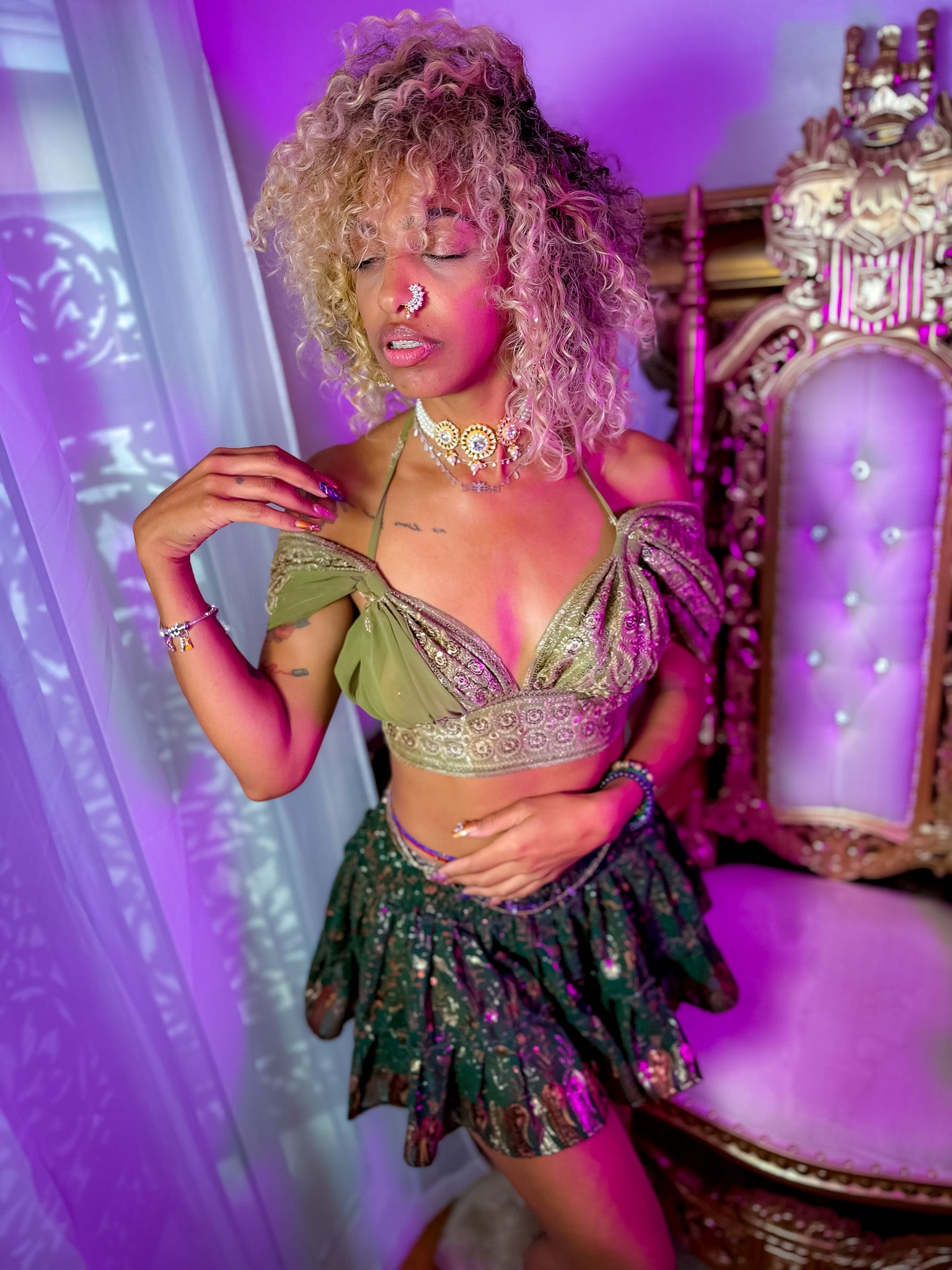 Emerald Divine Micro Mini Gehr Skirt