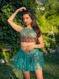 Diamond Peacock Micro Mini Skirt Set