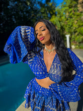 Load image into Gallery viewer, Sapphire Sparkles Micro Mini Skirt Set

