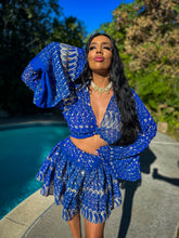 Load image into Gallery viewer, Sapphire Sparkles Micro Mini Skirt Set
