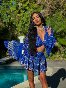 Sapphire Sparkles Micro Mini Skirt Set