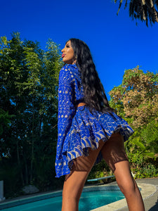 Sapphire Sparkles Micro Mini Skirt Set