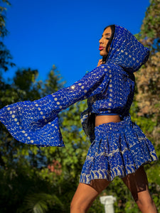 Sapphire Sparkles Micro Mini Skirt Set