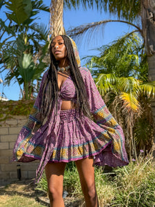Bohemian Amethyst Mini Skirt Set