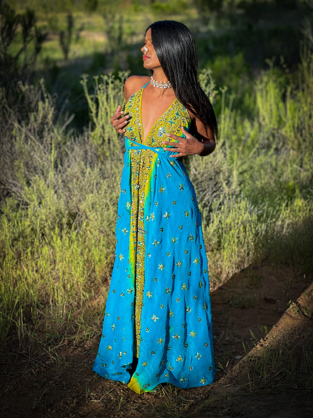 Earth mermaid magic dress (tie dye stains on dress)