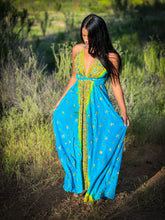 Load image into Gallery viewer, Earth mermaid magic dress (tie dye stains on dress)
