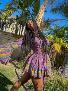 Bohemian Amethyst Mini Skirt Set