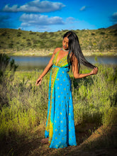 Load image into Gallery viewer, Earth mermaid magic dress (tie dye stains on dress)
