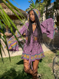 Bohemian Amethyst Mini Skirt Set