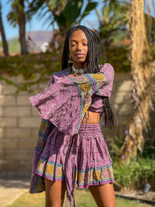 Bohemian Amethyst Mini Skirt Set