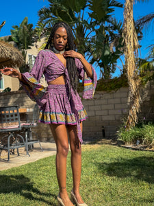Bohemian Amethyst Mini Skirt Set