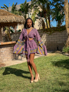 Bohemian Amethyst Mini Skirt Set