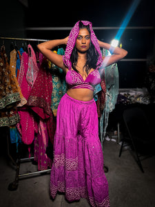 Purple Bandhani Sharara Pants set