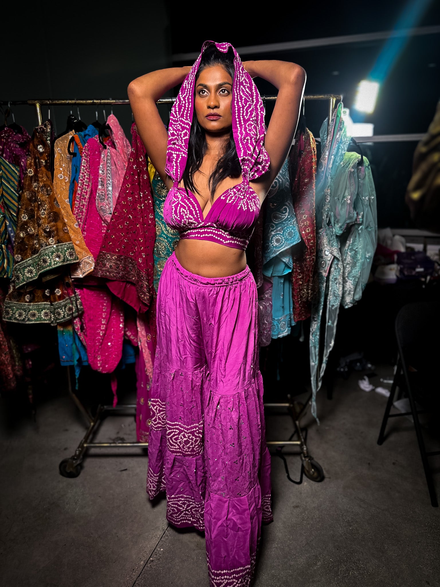Purple Bandhani Sharara Pants set