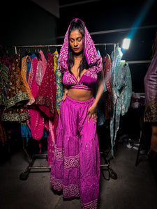 Purple Bandhani Sharara Pants set