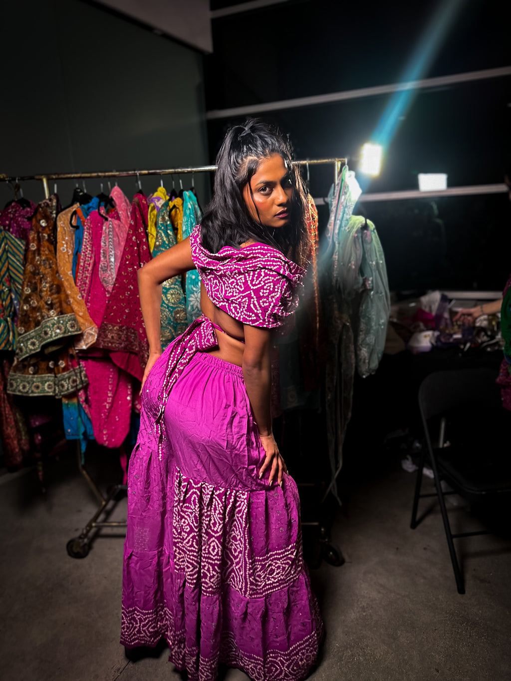 Purple Bandhani Sharara Pants set