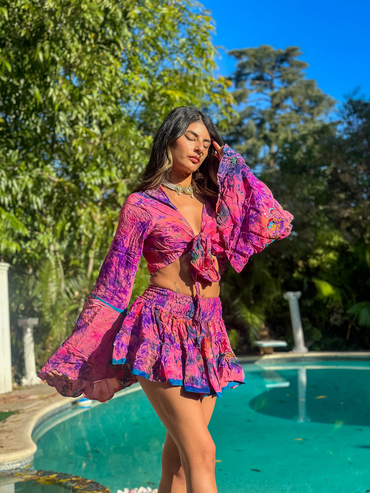 Cosmic Mimosa Micro Mini Gehr Skirt Set