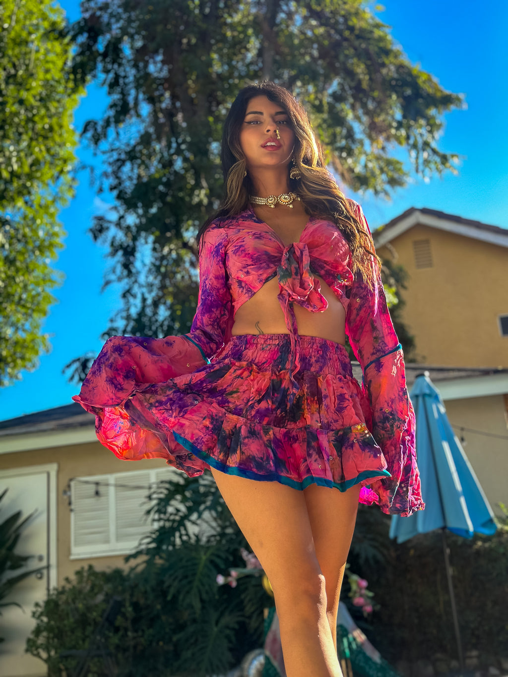 Cosmic Mimosa Micro Mini Gehr Skirt Set