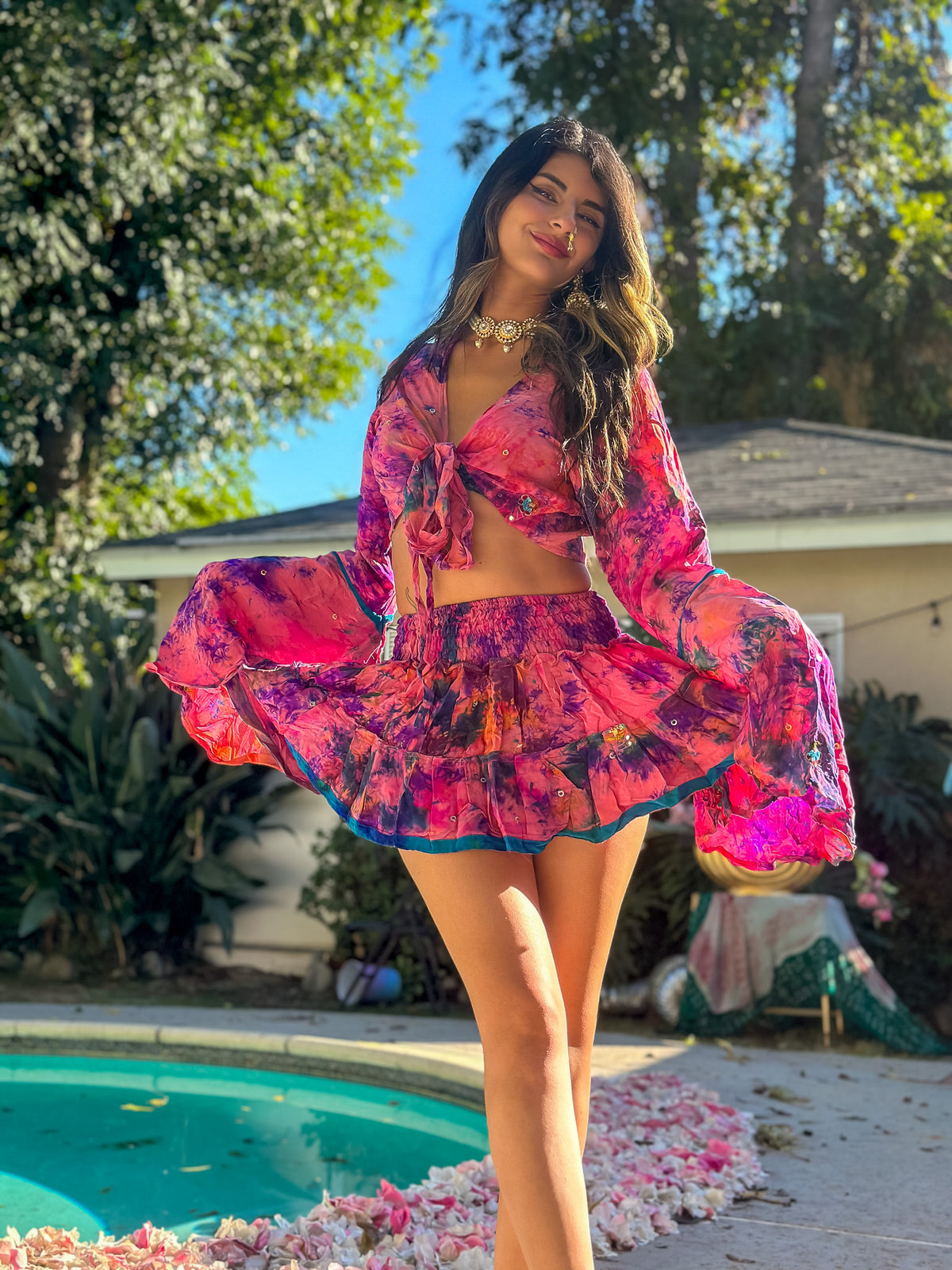 Cosmic Mimosa Micro Mini Gehr Skirt Set