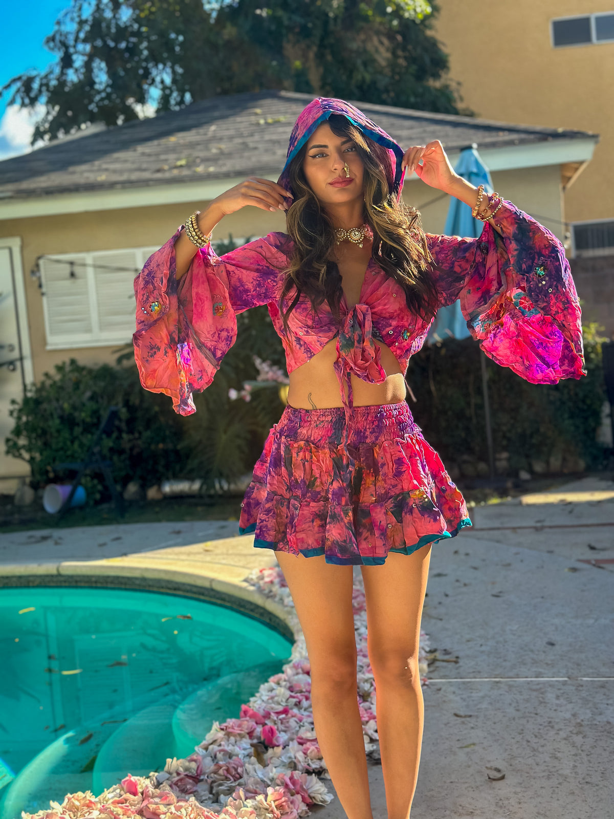 Cosmic Mimosa Micro Mini Gehr Skirt Set