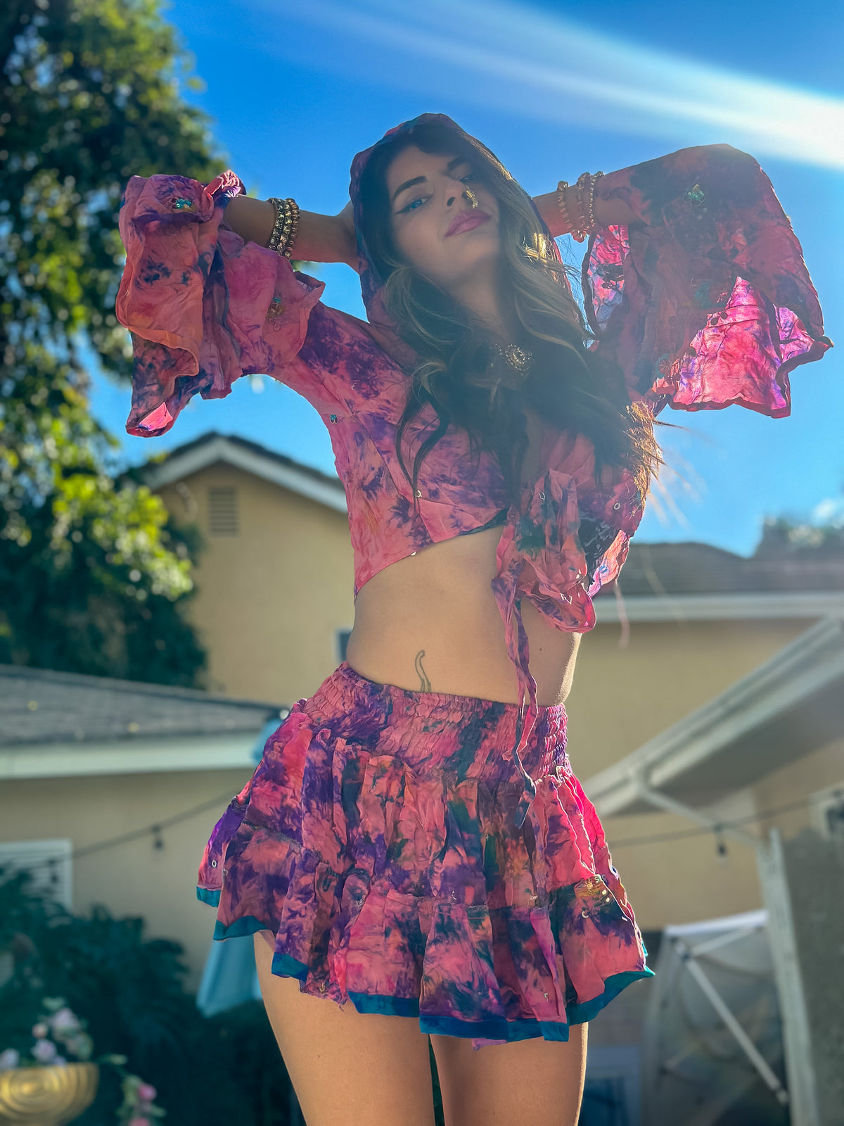 Cosmic Mimosa Micro Mini Gehr Skirt Set