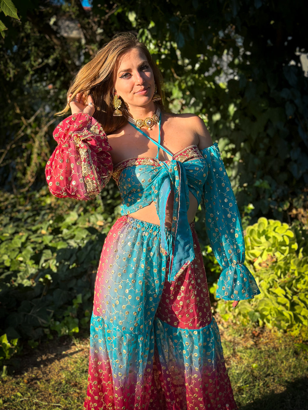 Royal Esmeralda Sharara Pants Set