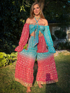 Royal Esmeralda Sharara Pants Set