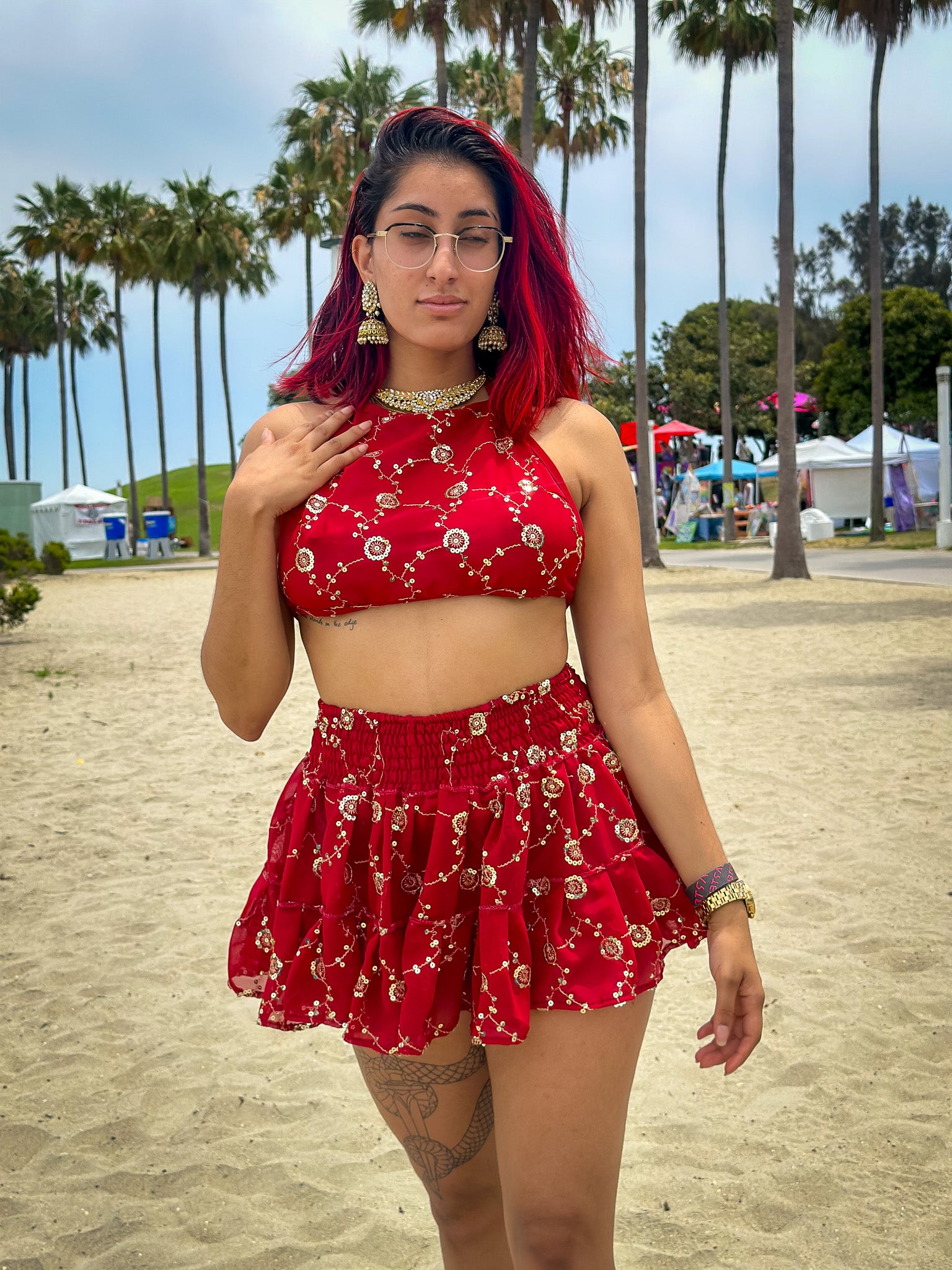 Rose Rani Micro Mini Gehr Skirt Set
